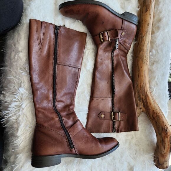 Aldos brown leather riding boots - Picture 1 of 16